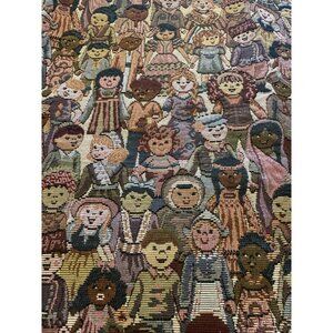 Multicolor Tapestry Fabric Diverse Doll Design 40"x55" Ideal For Upholstery Craf